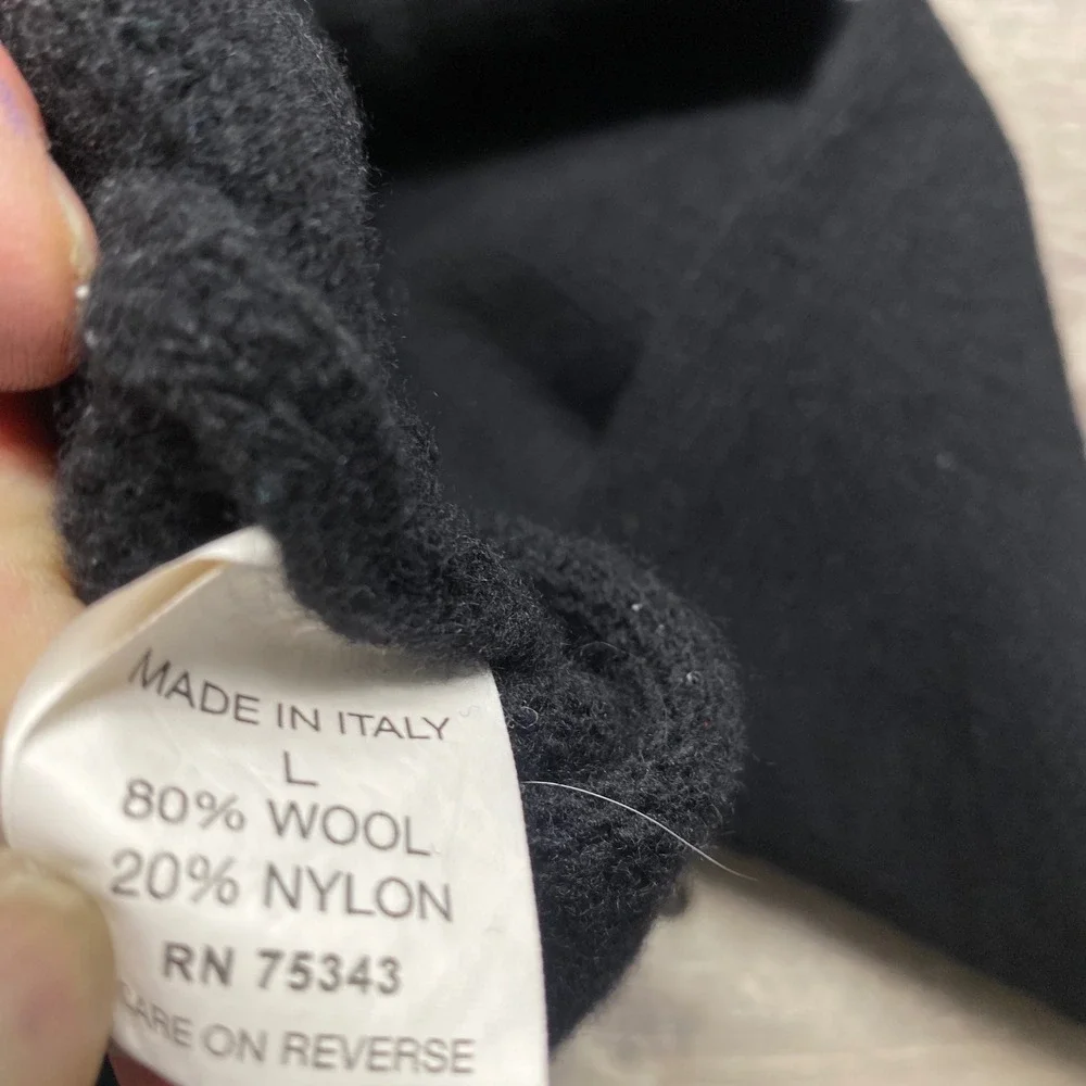 Iceland Quarter Zip Sweater Mens Large Black Wool Blend Made in Italy Mock Neck